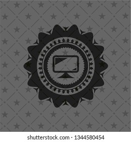 monitor icon inside realistic dark emblem
