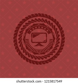 monitor icon inside red emblem. Vintage.