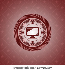 monitor icon inside red icon or emblem