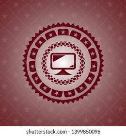 monitor icon inside red icon or emblem