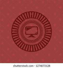 monitor icon inside vintage red emblem