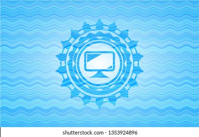 monitor icon inside water wave representation badge.