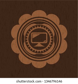 monitor icon inside wood emblem. Retro