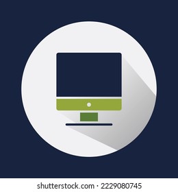 icono de monitor con fondo aislado y sombra larga