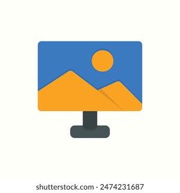 monitor icon, isolated graphic design icon set with flat color style