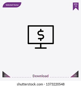 Monitor icon isolated on grey background.Premium symbol for website design, mobile application, logo, ui.Modern, simple, isolated, flat best quality icon for web site designs or mobile apps.