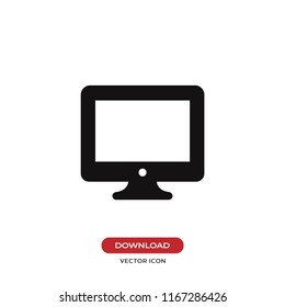 Monitor icon isolated on white background. Modern, simple symbol in trendy design style for website, mobile, app, graphic, logo, UI. Flat vector element illustration. EPS10.