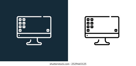 monitor icon isolated on white and black colors. monitor outline linear vector icon from computer peripherals collection for mobile apps, web and ui.