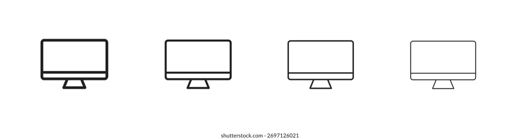 Diseño de la línea del icono del monitor. conjunto de iconos de Vector de línea delgada.