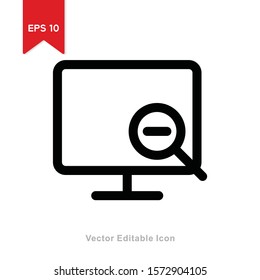 monitor icon with line style. editable vector in eps 10