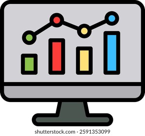 Monitor Icon Lineal Color Vector Illustration