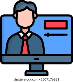 Monitor Icon Lineal Color Vector Illustration
