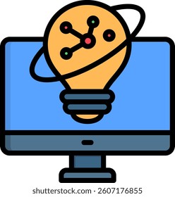 Monitor Icon Lineal Color Vector Illustration