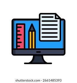 Icono de monitor Ilustración vectorial de color lineal