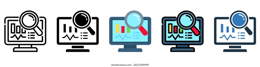 Monitor Icon Multiple Style Vector Illustration