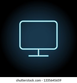 monitor icon in neon style. Simple thin line, outline vector of web, minimalistic icons for UI and UX, website or mobile application