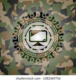 monitor icon on camo texture