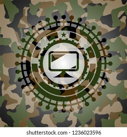 monitor icon on camouflage texture