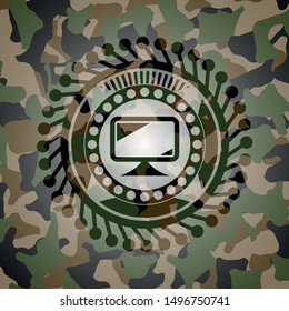 monitor icon on camouflage texture