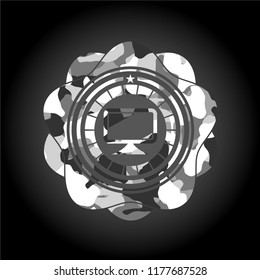 monitor icon on grey camo pattern
