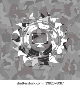 monitor icon on grey camouflage texture