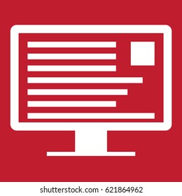Monitor icon on red background