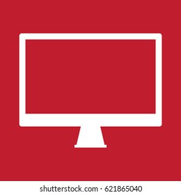 Monitor icon on red background