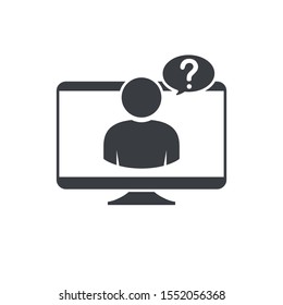 Monitor icon. Online support, Online chat icon