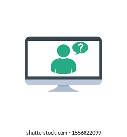 Monitor icon. Online support, Online chat icon