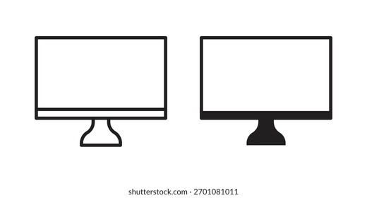 Monitor icon outline concept symbol with editable stroke on white