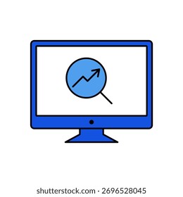 Monitor icon outline editable stroke line drawing eps