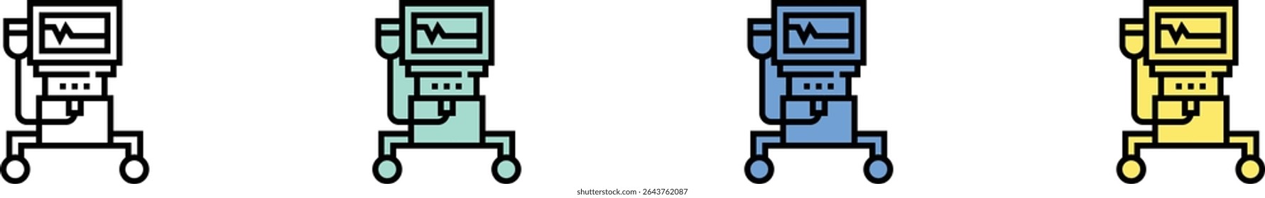 monitor icon. Outline, Green, Blue and Yellow Style Design Isolated On White Background