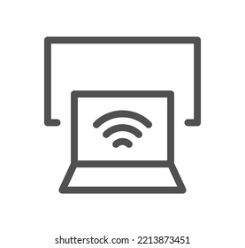 Monitor icon outline and linear vector.
