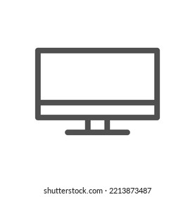 Monitor icon outline and linear vector.