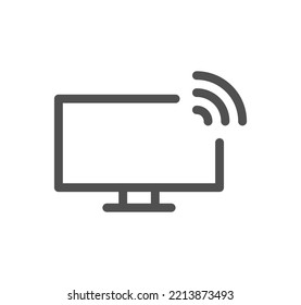 Monitor icon outline and linear vector.