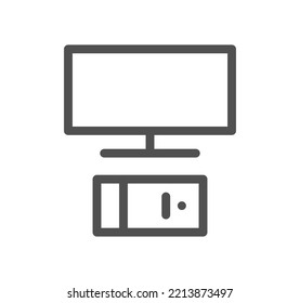 Monitor icon outline and linear vector.