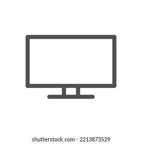 Monitor icon outline and linear vector.