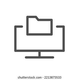 Monitor icon outline and linear vector.