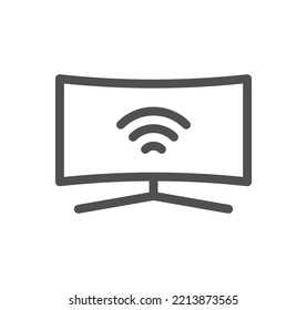 Monitor icon outline and linear vector.