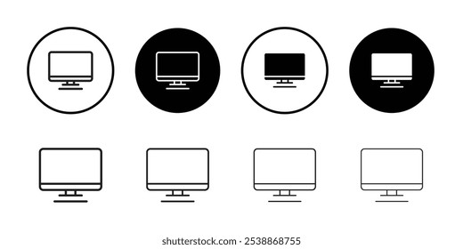 Monitor icon outline set sign