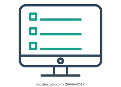 Monitor-Symbol. Mit Paket überwachen. Symbol, das sich auf das Paket "Vorgang", "Geschäftsbereich", Symbolstil "Geschäftsbereich" bezieht. Geschäftselement-Illustration