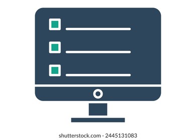 monitor icon. monitor with plan. icon related to action plan,  business. solid icon style. business element illustration