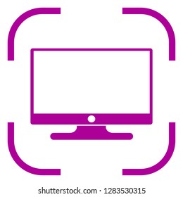 Monitor icon in purple focus. White background
