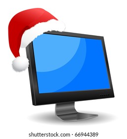 icono de monitor y sombrero santa