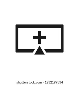 Monitor icon. Screen icon. Black and white monitor icon. Monitor isolated on white background