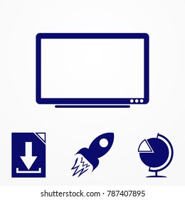 Monitor icon. Screen icon. Monitor isolated on greey background