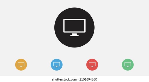 Icono de monitor. Icono de pantalla. símbolo de pantalla de escritorio de PC. Conjunto de coloridos iconos de diseño plano. 