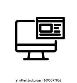 Monitor icon with a screenshot of the site. Vector icons on a white background. Trendy linear icon. Icon for website and print. Logo, emblem, symbol. Interface element.