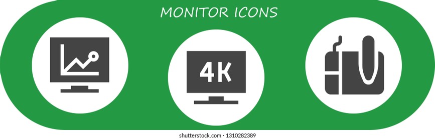 monitor icon set. 3 filled monitor icons.  Simple modern icons about  - Television, Graphic tablet