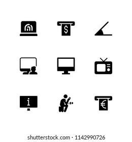 monitor icon set. atm, monitor and television vector icon for graphic design and web